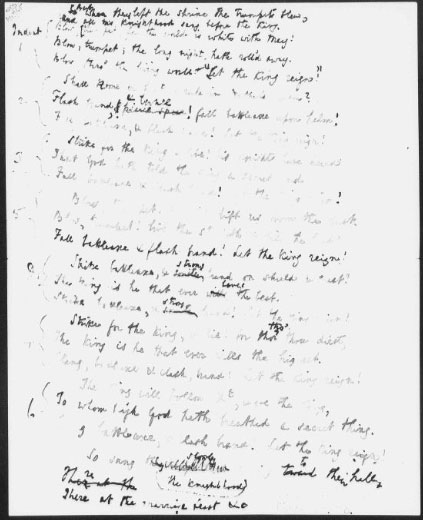[Idylls of the King: The coming of Arthur]. Holograph draft of 25 lines near the end of the poem