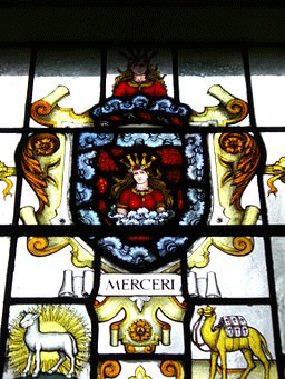 Stained glas window at the Worshipful Company pf Mercers.