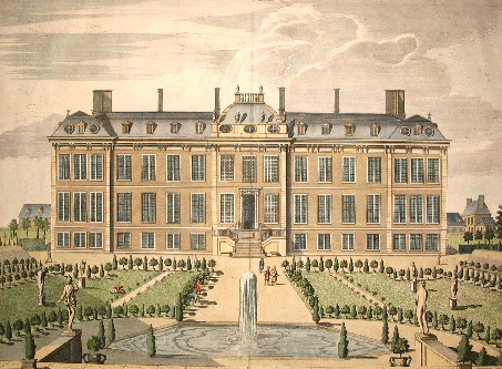 Montagu House, Bloomsbury, London (later the British Museum) from the north by James Simon, c.1715.
