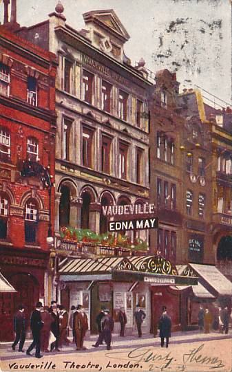 Postcards of the Vaudeville Theatre, London, c. 1905; sent in 1908