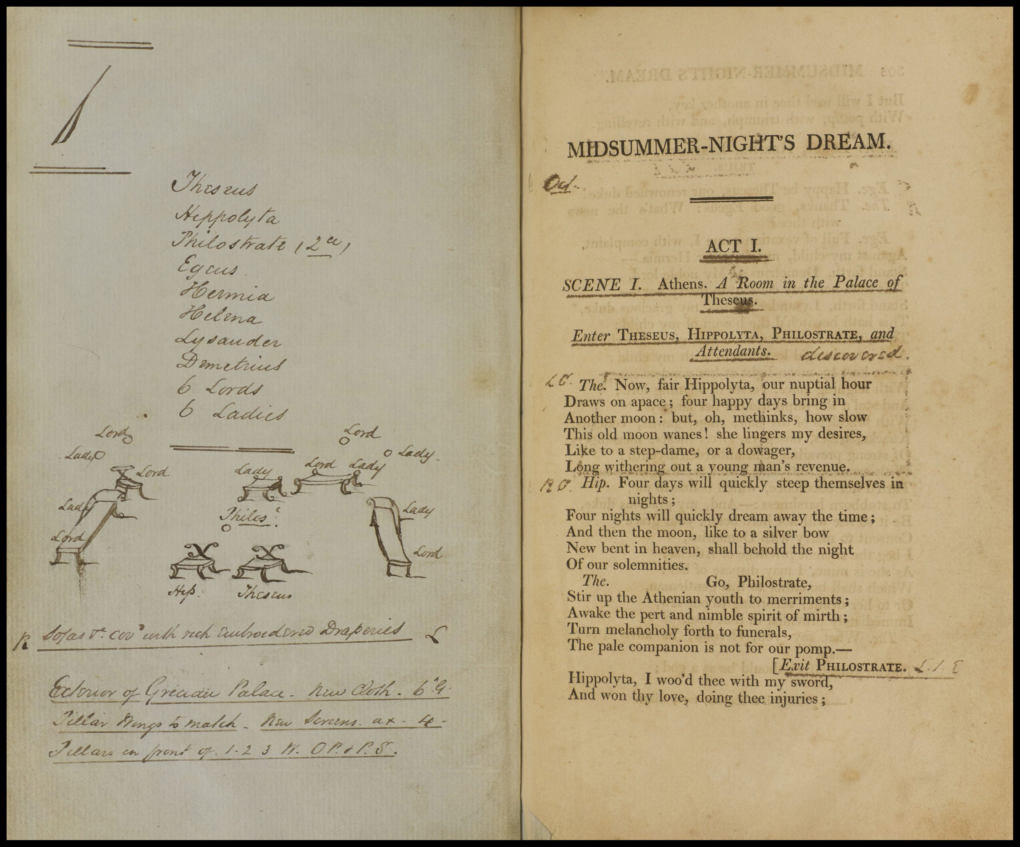 Samuel Phelps's prompt book for his production of A Midsummer Night's Dream