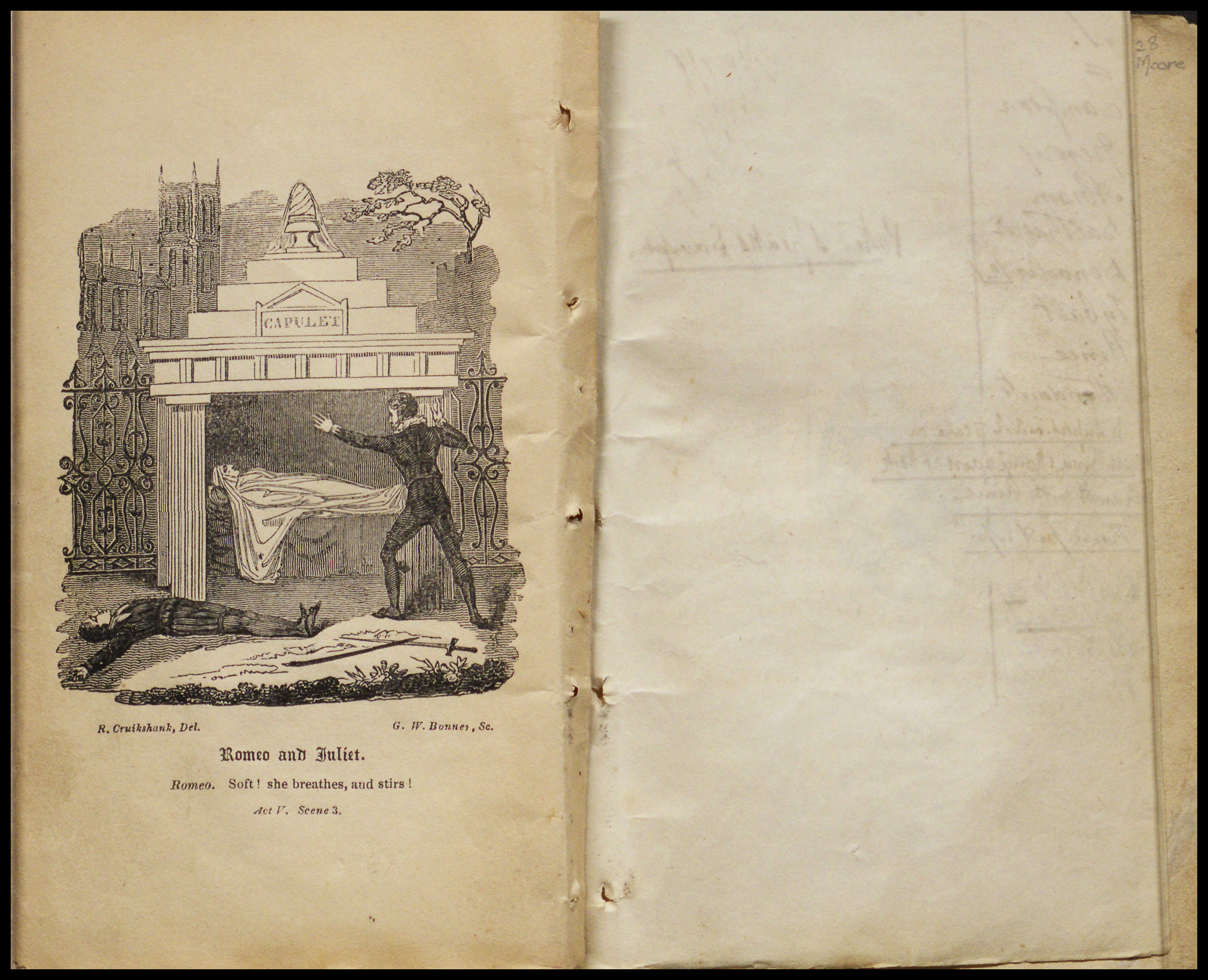 The Romeo and Juliet prompt book used for Fanny Kemble's American tour.