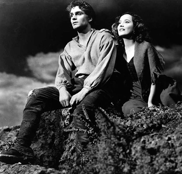 Photo of Sir Laurence Olivier and Merle Oberon from the 1939 film Wuthering Heights.