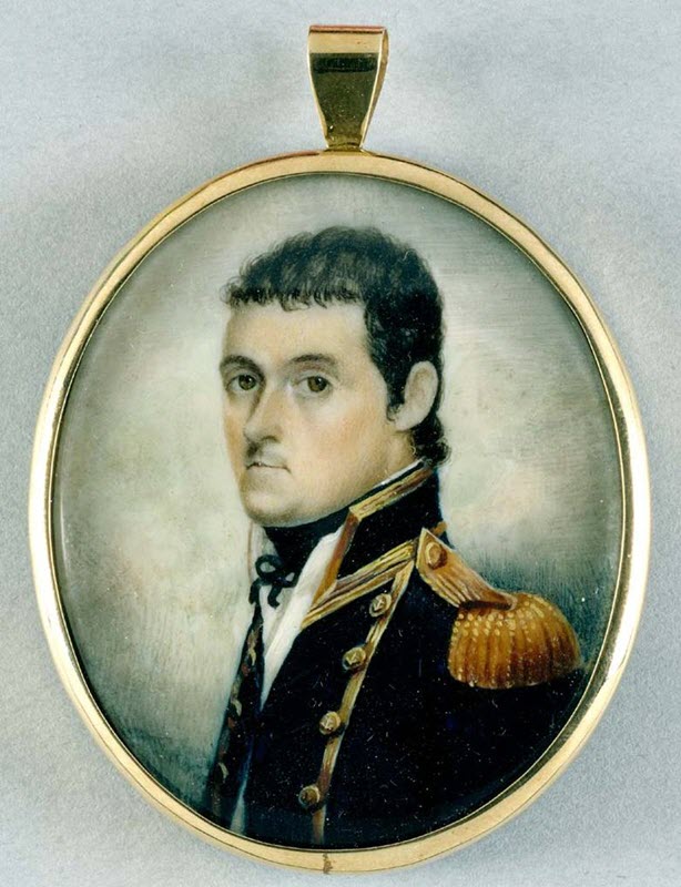 Watercolour miniature of Matthew Flinders.