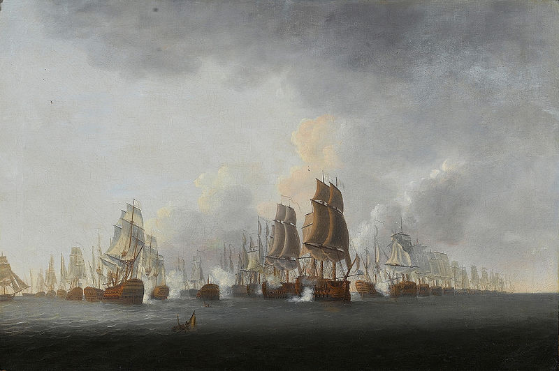 “Lord Rodney’s flagship ‘Formidable’ breaking through the French line at the battle of the Saintes, 12th April 1782,” painted between 1784 and 1787 by Lieutenant William Elliott of the Royal Navy.