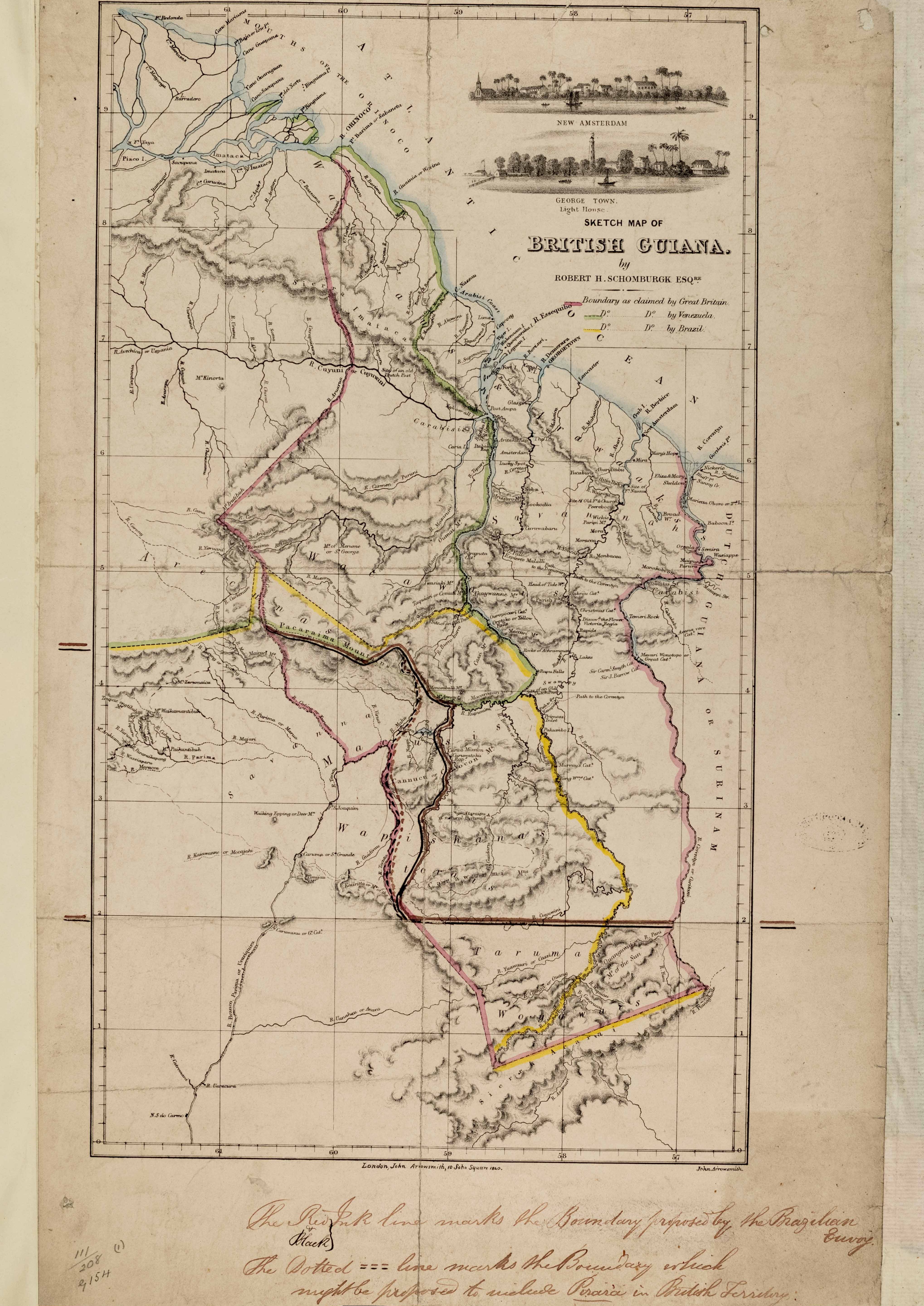 Sketch map of British Guiana by Robert H. Schomburgk.