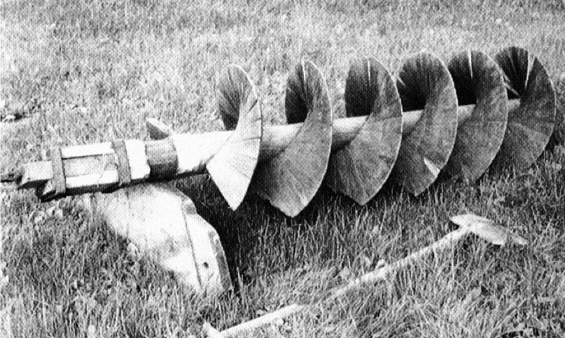 Wooden Archimedes screw.