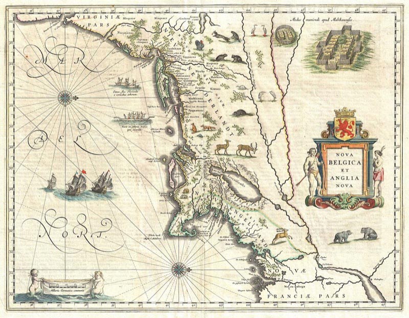 Nova Belgica et Anglia Nova. Cartographically derived from data accumulated by Adriaen Block.