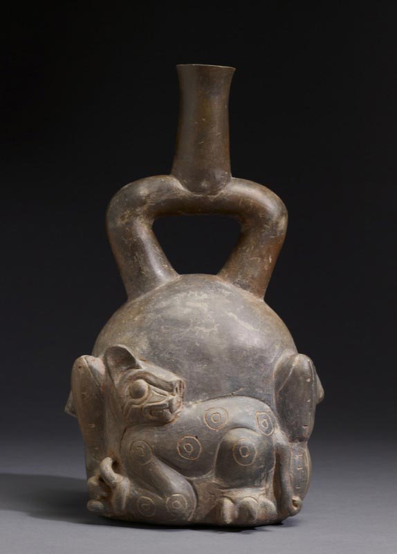 Chavín Feline-and-Cactus Stirrup Vessel.