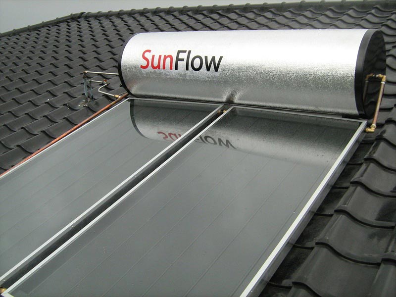 A solar water heater. 