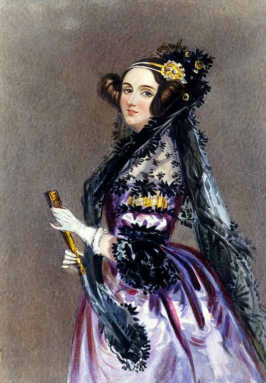 Watercolour portrait of Ada, Countess of Lovelace by Alfred Edward Chalon (c. 1840).
