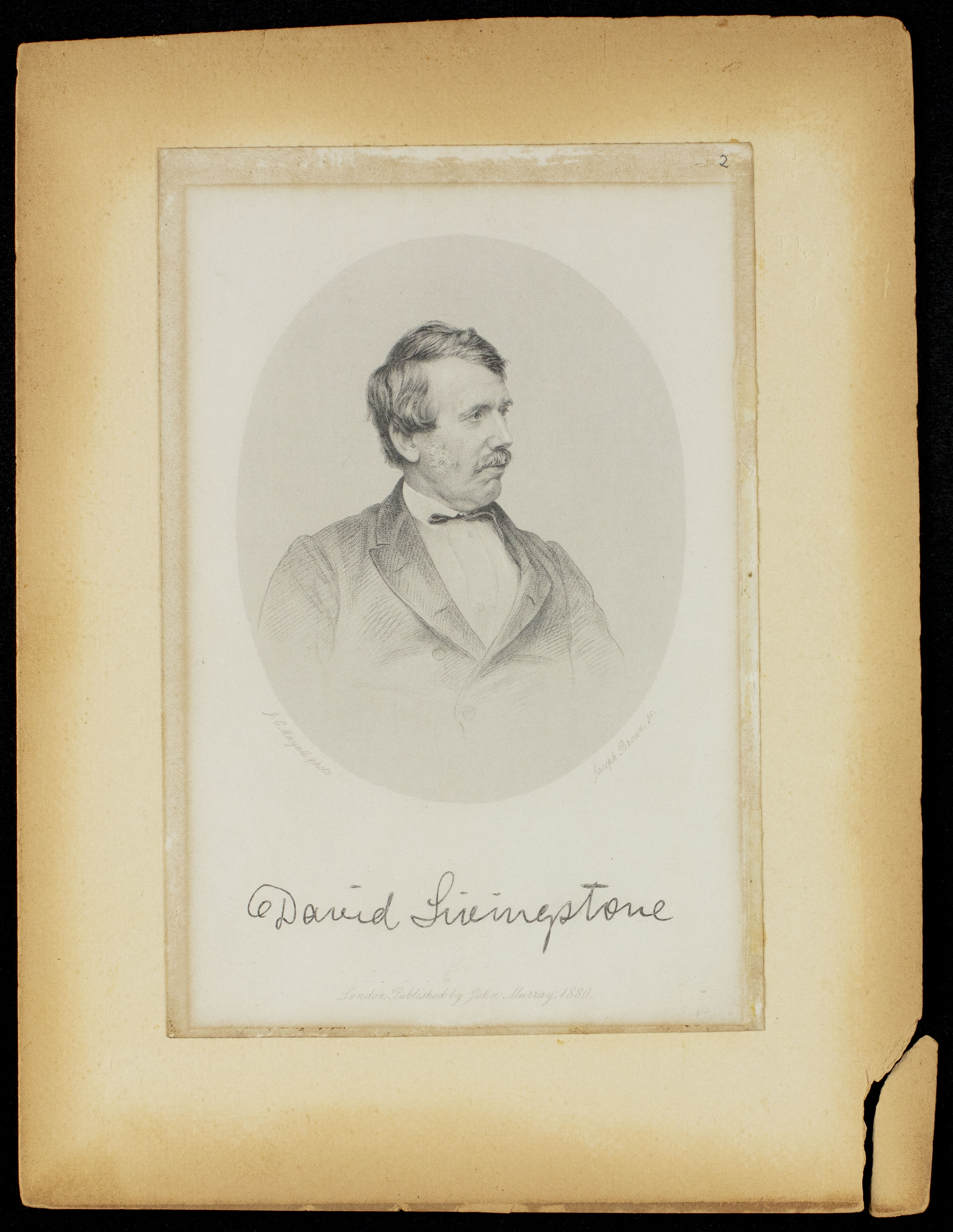 Portrait of David Livingstone from an engraving by Joseph Brown (c. 1865-1880)