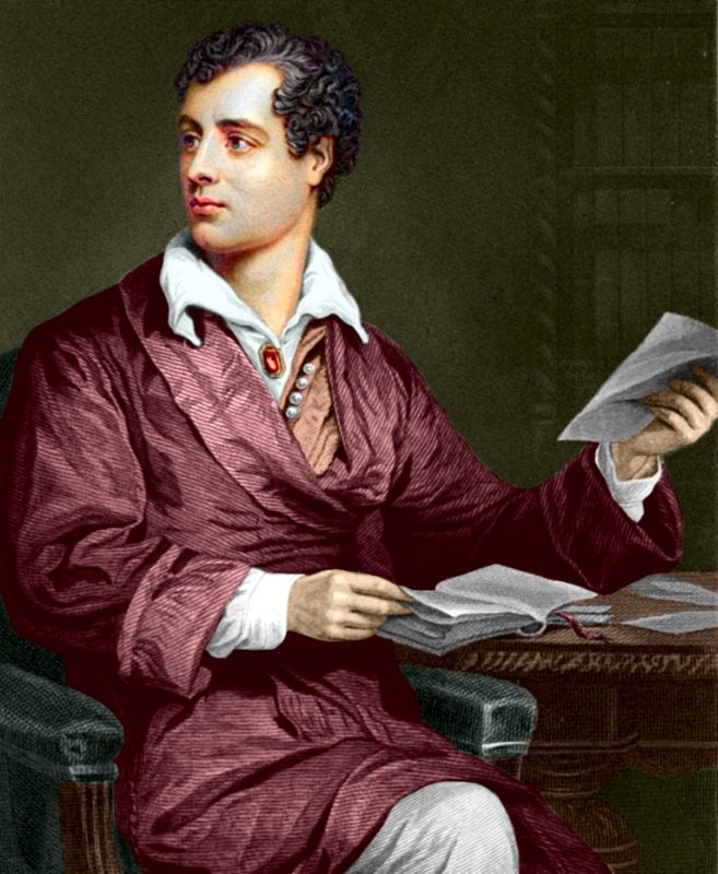 Coloured engraving of Lord Byron (1873)