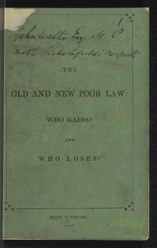 The Old and New Poor Law: Who Gains? And Who Loses?