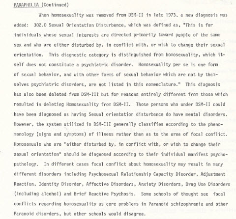 Report discussing the removal of homosexuality from DSM-II