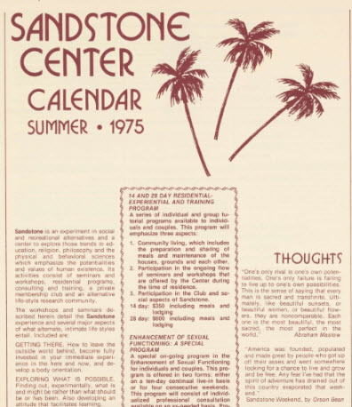 Sandstone Center calendar update, 1975.