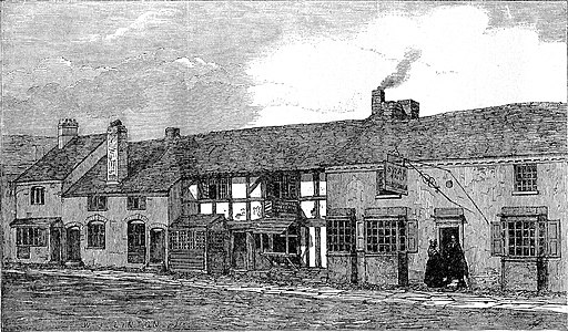 Shakespeare's birthplace as it appeared in 1847 engraved by W. J. Linton after a drawing by Edward Duncan.