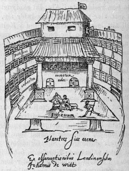 Swan Theatre, London. From a drawing by Johannis De Witt.